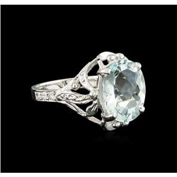 3.82ct Aquamarine and Diamond Ring - 14KT White Gold