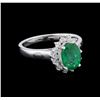 Image 1 : 1.59ct Emerald and Diamond Ring - 14KT White Gold
