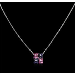 2.00ctw Multi Color Sapphire and Diamond Necklace - 14KT White Gold