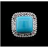 Image 2 : 14KT White Gold 7.27ct Turquoise Ring