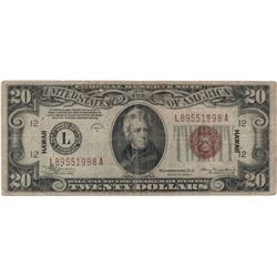 1934 $20 Hawaii Federal Reserve Note Currency