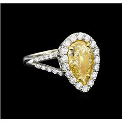 EGL USA Cert 2.72ctw Fancy Yellow Diamond Ring - Platinum