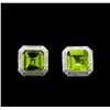 Image 1 : 6.67ctw Peridot and Diamond Earrings - 18KT White Gold