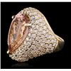 Image 1 : 14KT Yellow Gold 10.83ct Morganite and Diamond Ring