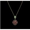 Image 2 : 14KT Yellow Gold 16.54ctw Ruby, Emerald, Sapphire and Diamond Pendant With Chain