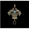 Image 1 : 1.79ctw Garnet, Opal, Pearl and Diamond Pendant - 18KT Yellow Gold