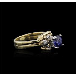 14KT Yellow Gold 1.07ct Sapphire and Diamond Ring