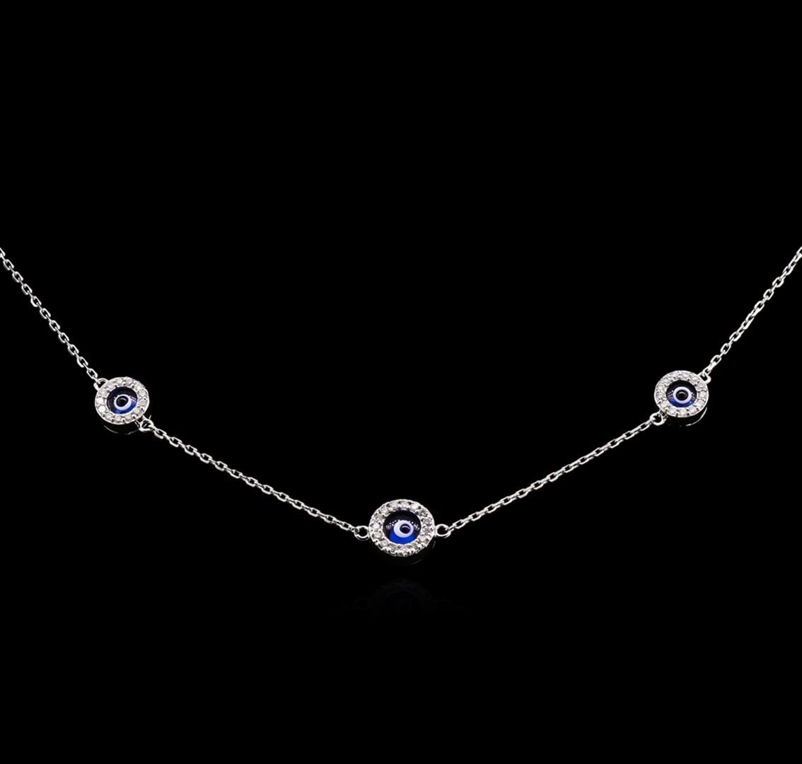 0.50ctw Diamond Evil Eye Necklace 14KT White Gold