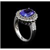 Image 4 : 4.04ct Tanzanite and Diamond Ring - 14KT White Gold