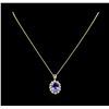 Image 2 : 8.31ct Tanzanite and Diamond Pendant - 14KT Yellow Gold