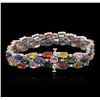 Image 2 : 14KT White Gold 24.48ctw Multicolor Sapphire and Diamond Bracelet