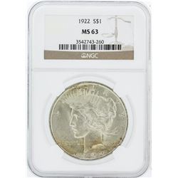1922  NGC MS63 Peace Dollar