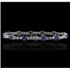 Image 2 : 14KT White Gold 6.48ctw Tanzanite and Diamond Tennis Bracelet