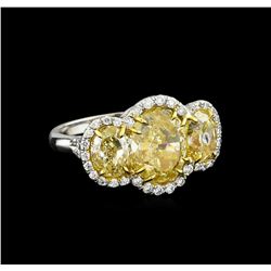 EGL USA Cert 8.66ctw Fancy Yellow Diamond Ring - Platinum