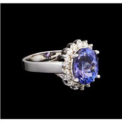 4.20ct Tanzanite and Diamond Ring - 14KT White Gold