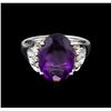 Image 2 : 4.13ct Amethyst and Diamond Ring - 14KT White Gold