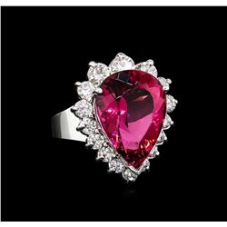 11.41ct Pink Tourmaline and Diamond Ring - 14KT White Gold