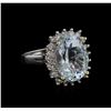 Image 1 : 7.08ct Aquamarine and Diamond Ring - 14KT White Gold