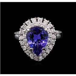 3.22ct Tanzanite and Diamond Ring - 14KT White Gold