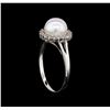 Image 4 : Pearl and Diamond Ring - 14KT White Gold