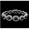 Image 1 : 42.76ctw Star Sapphire and Diamond Bracelet - 14KT White Gold