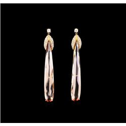 21.35ctw Morganite and Diamond Dangle Earrings - 14KT Two-Tone Gold