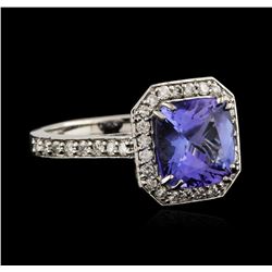 14KT White Gold 3.26ct Tanzanite and Diamond Ring