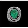 Image 2 : 14KT White Gold 4.27ct Emerald and Diamond Ring