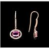 Image 2 : 2.52ctw Pink Sapphire and Diamond Earrings - 14KT Rose Gold