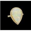 Image 1 : 5.72ct Opal and Diamond Ring - 14KT Yellow Gold