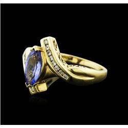 14KT Yellow Gold 0.99ct Tanzanite and Diamond Ring