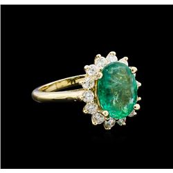 3.14ct Emerald and Diamond Ring - 14KT Yellow Gold