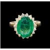 Image 2 : 4.82ct Emerald and Diamond Ring - 14KT Yellow Gold