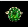 Image 2 : 4.61ctw Tsavorite and Diamond Ring - 14KT Yellow Gold