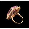 Image 3 : 33.11ct Kunzite and Diamond Ring - 14KT Rose Gold