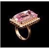 Image 4 : 33.11ct Kunzite and Diamond Ring - 14KT Rose Gold