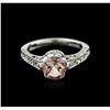 Image 2 : 14KT White Gold 1.13ct Morganite and Diamond Ring