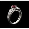 Image 4 : 0.96ct Ruby and Diamond Ring - 18KT White Gold