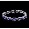Image 1 : 14KT White Gold 27.90ctw Tanzanite and Diamond Bracelet