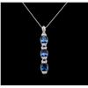 Image 1 : Crayola 10.50ctw Blue Topaz and White Sapphire Pendant With Chain - .925 Silver