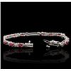 Image 3 : 14KT White Gold 3.82ctw Ruby and Diamond Bracelet