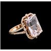 Image 1 : 14KT Rose Gold 9.78ct Kunzite and Diamond Ring