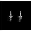 Image 1 : 0.03ctw Diamond Hoop Earrings - 14KT White Gold