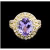 Image 2 : 4.15ct Tanzanite and Diamond Ring - 14KT Yellow Gold