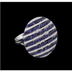 1.28ctw Blue Sapphire and Diamond Ring - 14KT White Gold