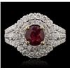 Image 2 : 18KT White Gold 1.43ct Ruby and Diamond Ring