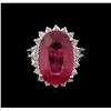 Image 2 : 10.20ct Ruby and Diamond Ring - 14KT White Gold