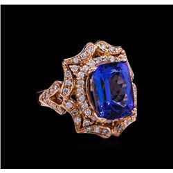 6.12ct Tanzanite and Diamond Ring - 14KT Rose Gold