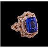 Image 1 : 6.12ct Tanzanite and Diamond Ring - 14KT Rose Gold