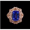 Image 2 : 6.12ct Tanzanite and Diamond Ring - 14KT Rose Gold